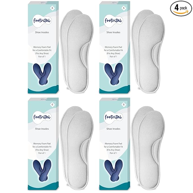 Shoprythm foot Vital 6 / White / Pack Of 4 Memory Foam Shoe Insoles Shoprythm foot Vital 6 / White / Pack Of 4 Memory Foam Shoe Insoles